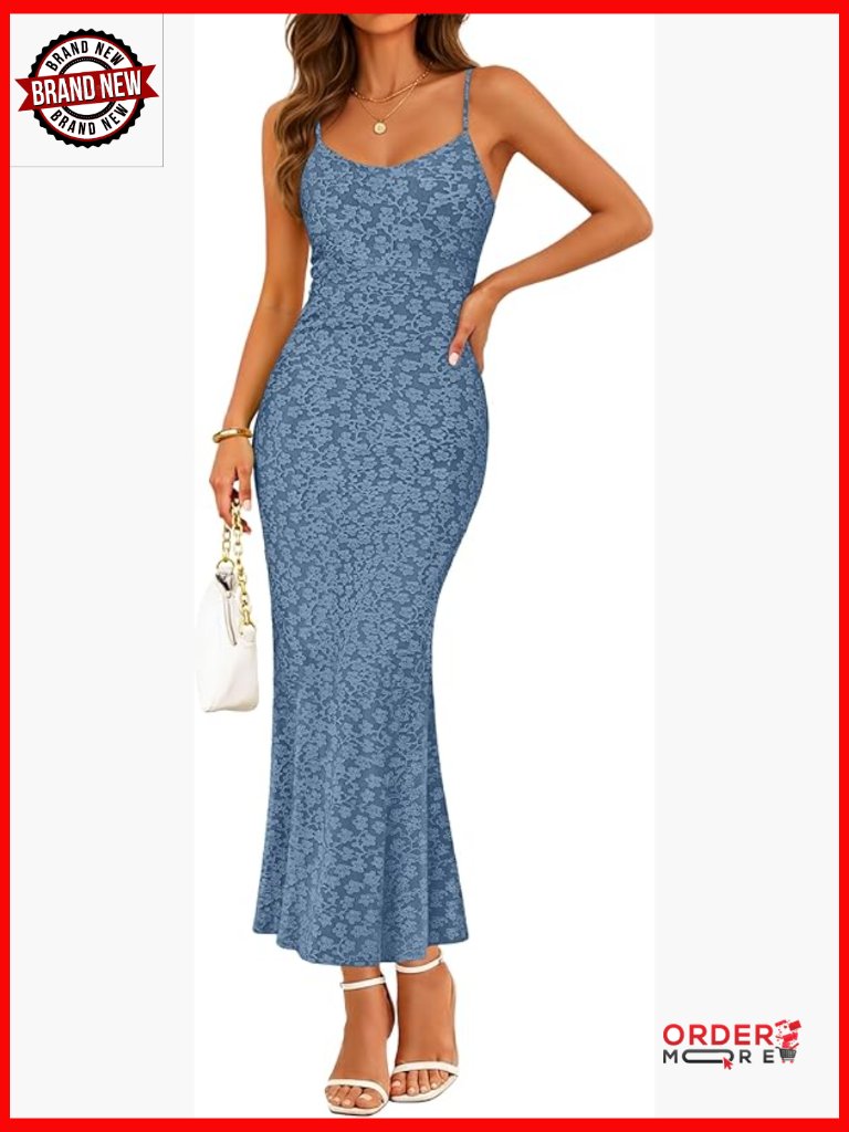 Women's Summer Floral Spaghetti Strap Midi Dress Bodycon Square Neck Beach